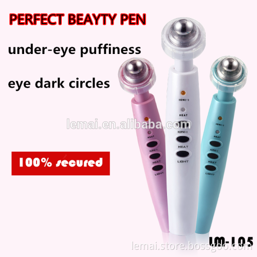 Multi-funct Eyes pen wrinkle remove pen with LED light massager Relieves dark circles and puffiness under eyes for Wrinkle